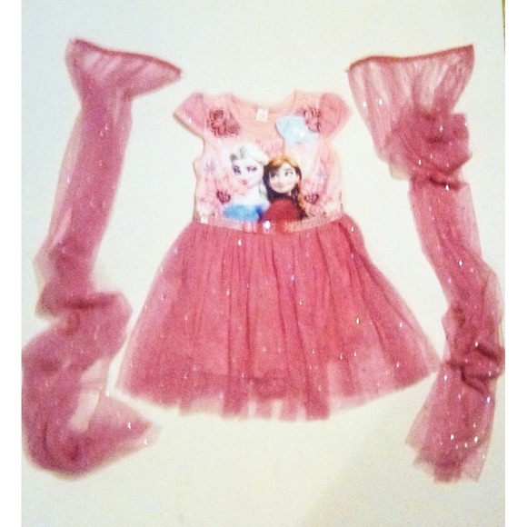 Disney Frozen lsa Anna Dress w/ Sleeves Costume Princess Girls - Picture 1 of 1